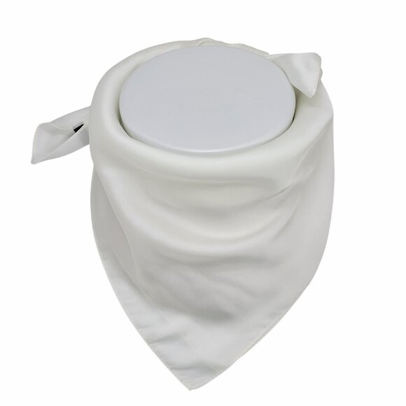 ⭐Elegant Luxury Bandana Square Silky Scarf WHITE Solid Wrap Versatile Soft Shawl - Picture 3 of 7